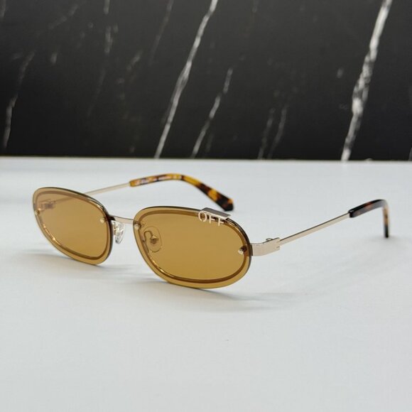 NEW OFF-WHITE OERI13M MIAMI 7662 SUNGLASSES UNISEX OVAL HAVANA ORANGE EYEWEAR main image 4